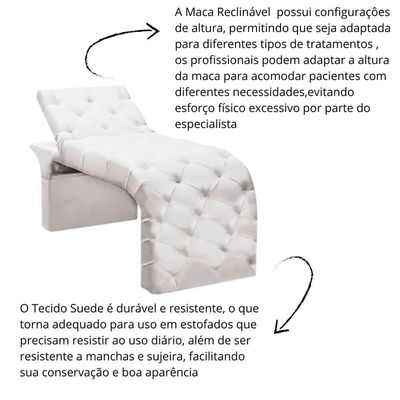 Maca Estofada Estética Cílios Regulável Spa Suede Eloísa Branco