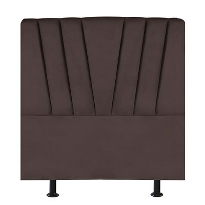 Cabeceira Estofada Cama Box Solteiro 90 Cm Louise Linho Marrom