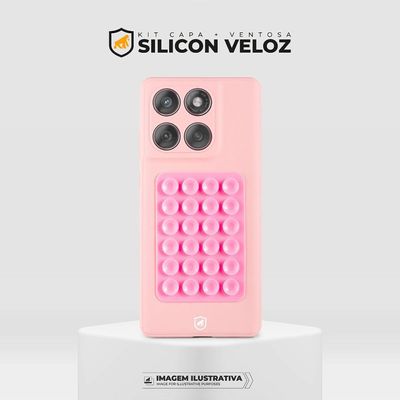 Capa Silicon Veloz para Motorola Moto Edge 60 + Ventosa - Rosa - Gshield