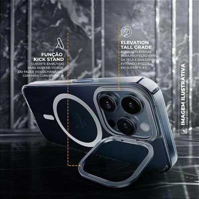 Capa para iPhone 14 - MagSafe Crystal Armor Stand - NÃO AMARELA - Gshield