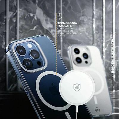 Capa para iPhone 14 - MagSafe Crystal Armor Stand - NÃO AMARELA - Gshield
