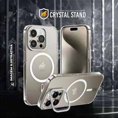 Capa para iPhone 14 - MagSafe Crystal Armor Stand - NÃO AMARELA - Gshield