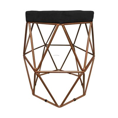 Puff Decorativo Hexagonal Aramado Cobre Suede Preto
