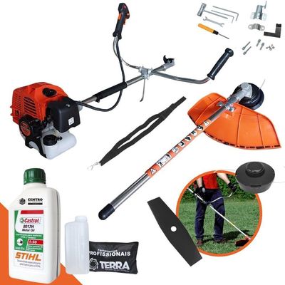 Roçadeira Bipartida Terra Lâmina 2p E Carretel + óleo Stihl