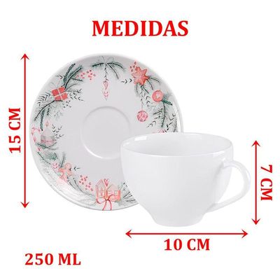 Kit Jogo Xicaras 2 Pessoas 2 Pçs Natal Noel Natalino 250ml