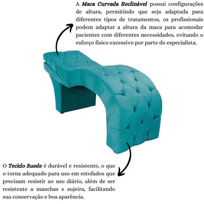 Maca Estofada Reclinável Sobrancelhas Cílios Suede Jade Azul Turquesa