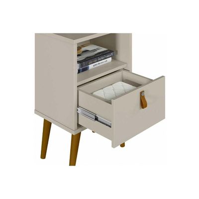 Mesa Cabeceira Búzios c/ 1 Gaveta e 1 Nicho Off White - Linea Brasil