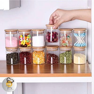 Kit 2 Potes De Vidro Hermético 1000ml Com Tampa Bambu