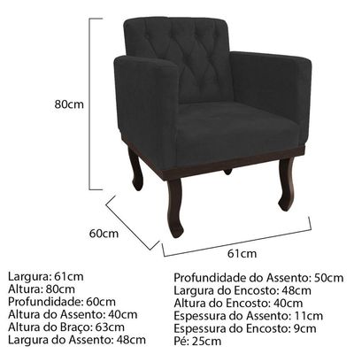 Kit Diva Recamier Diana 120cm Lado Direito E 01 Poltrona Classic Corano Amarena Móveis Preto