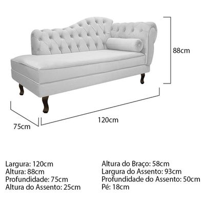 Kit Diva Recamier Diana 120cm Lado Esquerdo E 2 Poltronas Classic Suede Amarena Móveis Branco