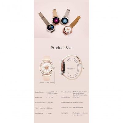Smartwatch Feminino Smartch Rtl8762c à Prova D'água Prata