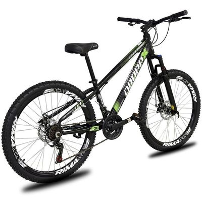 Bicicleta Aro 26 Dropp Freeride Alumínio 21 Marchas Freios A Disco - Preto e Verde