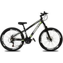 Bicicleta Aro 26 Dropp Freeride Alumínio 21m Freios A Disco Cãmbios Shimano - Preto e Verde