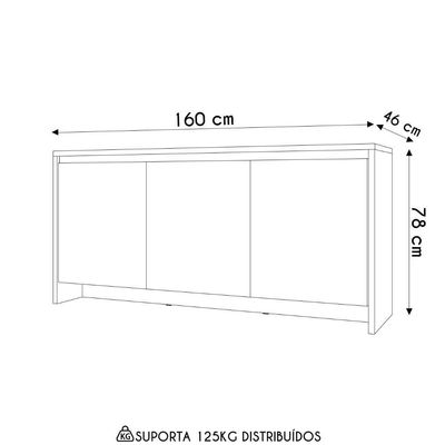Balcão Aparador Buffet 3 Portas Madrid C14 Cedro/off White - Mpozenato