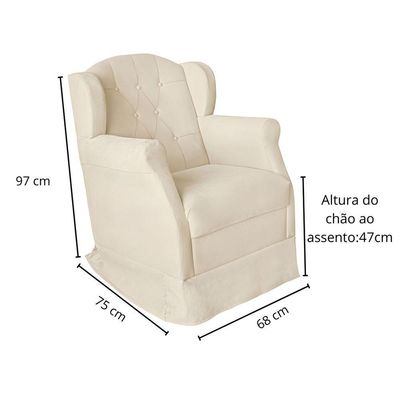 Kit Poltrona Amamentação Com Puff Confortável Serena Suede Cor:bege