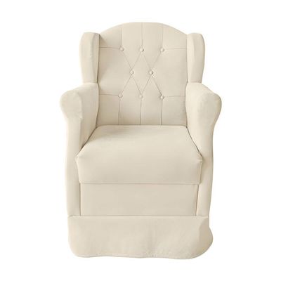 Kit Poltrona Amamentação Com Puff Confortável Serena Suede Cor:bege