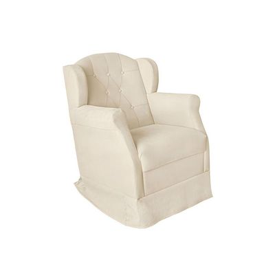 Kit Poltrona Amamentação Com Puff Confortável Serena Suede Cor:bege