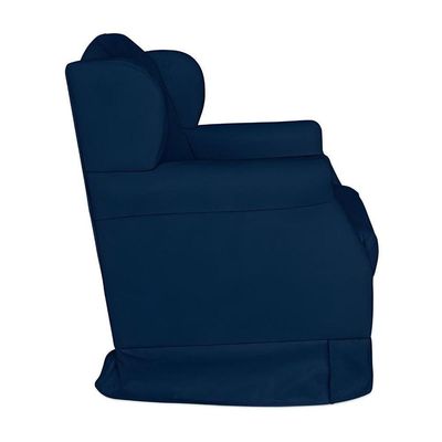 Kit Poltrona Amamentação Com Puff Confortável Serena Suede Azul Marinho