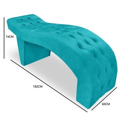 Maca Estofada Capitonê Clínica Salão Estética Suede Eduarda Azul Turquesa