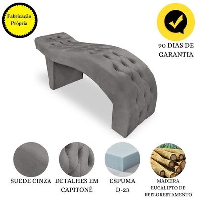 Maca Estofada Capitonê Clínica Salão Estética Suede Eduarda Cinza