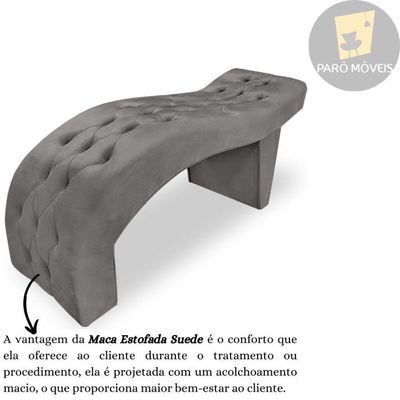 Maca Estofada Capitonê Clínica Salão Estética Suede Eduarda Cinza