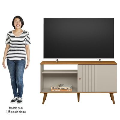 Rack Bancada De Tv 50 Polegadas Rebu L06 Nature/off White - Mpozenato
