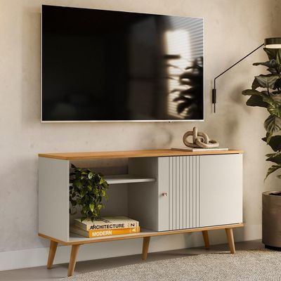 Rack Bancada De Tv 50 Polegadas Rebu L06 Nature/off White - Mpozenato