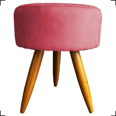 Kit 2 Puff Decorativo Redondo Para Sala Quarto Penteadeira Pé Palito Castanho Suede Cores