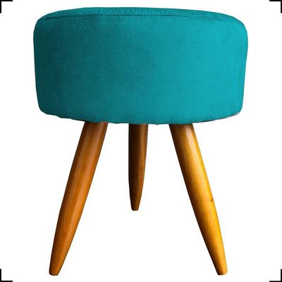 Kit 2 Puff Decorativo Redondo Para Sala Quarto Penteadeira Pé Palito Castanho Suede Cores