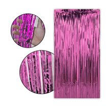 Kit 10 Cortinas Metalizadas Pink Fita Decoração Festa Painel