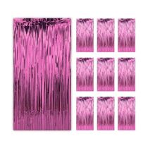 Kit 10 Cortinas Metalizadas Pink Fita Decoração Festa Painel