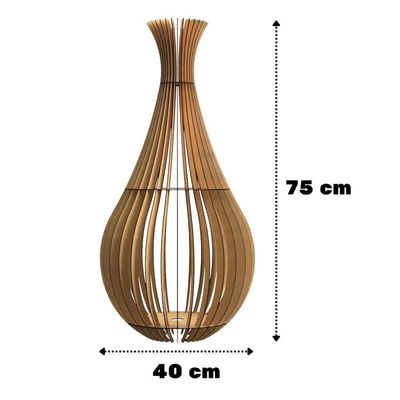 Abajur Grande De Chão Gotas De Orvalho Mdf Luminária - MDF 75x40cm