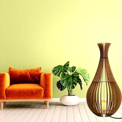 Abajur Grande De Chão Gotas De Orvalho Mdf Luminária - MDF 75x40cm