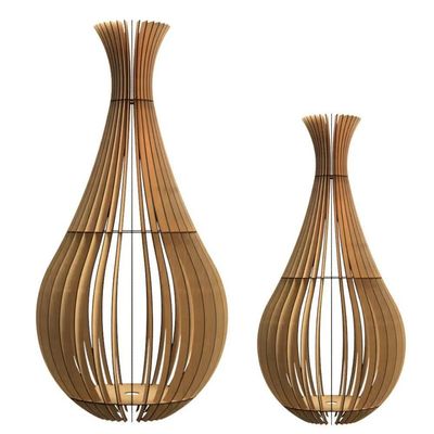 Abajur Grande De Chão Gotas De Orvalho Mdf Luminária - MDF 75x40cm