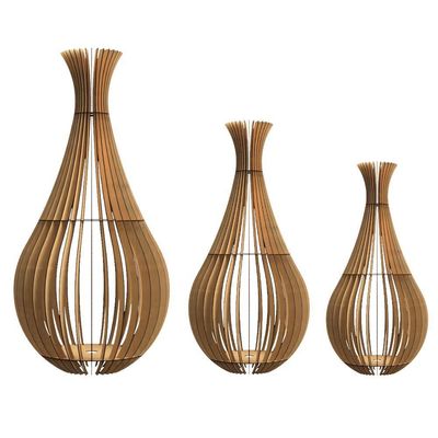 Abajur Grande De Chão Gotas De Orvalho Mdf Luminária -MDF 90x40cm