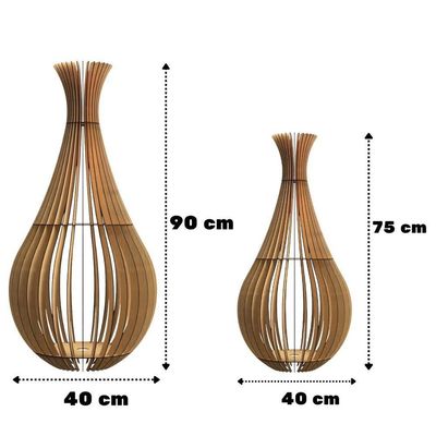 Abajur Grande De Chão Gotas De Orvalho Mdf Luminária - MDF Kit Com 2 - 90x40cm E 75x40cm