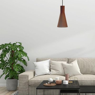 Luminária Teto Tipo Pendente Funil Mdf - Completa Cor: Mdf Cru