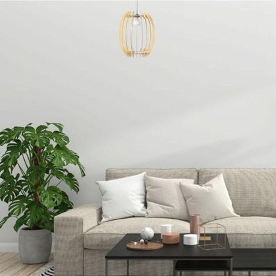 Luminária Teto Tipo Pendente Grega Mdf - Completa Cor: Mdf Cru