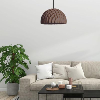 Luminária Teto Tipo Pendente Colméia Mdf - Completa Cor: Marrom