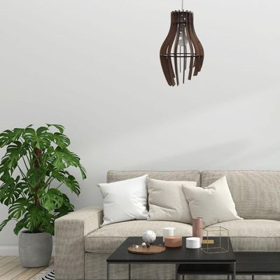 Luminária Teto Tipo Pendente Garra Mdf - Completa Cor: Marrom