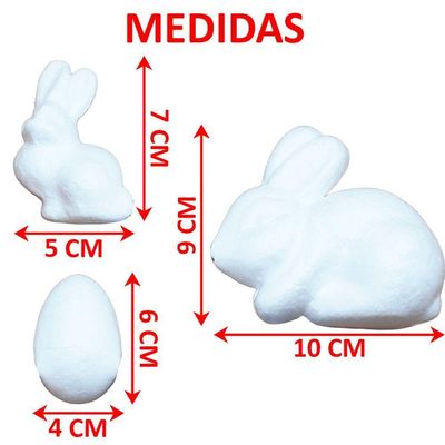 Kit 15 Coelhos Com Ovos Páscoa Em Isopor Para Pintar Tintas