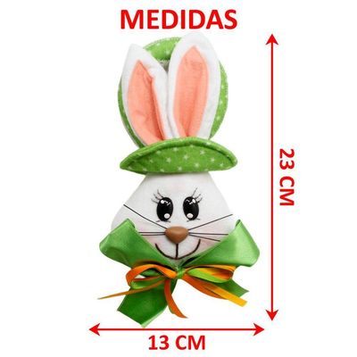 Kit 6 Pendente Páscoa Coelho Para Porta Verde Enfeite 23cm