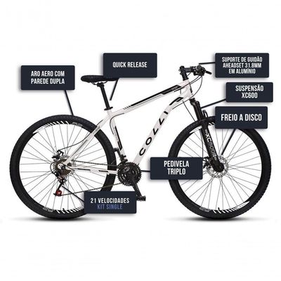 Bicicleta Athena Aro 29 Em Aço Com 21 Marchas Colli Branco