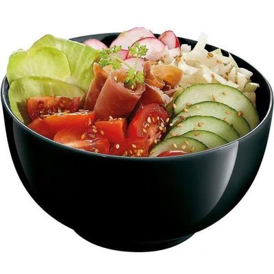 Kit 12 Bowls de Vidro Preto 700ml Cumbucas Saladas Caldos Sobremesas Opalino Lyor