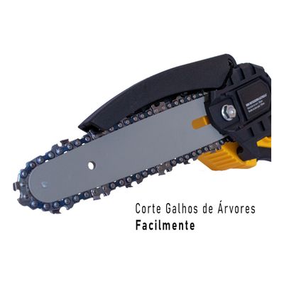 Motosserra Elétrica Portátil Recarregável Bateria 21v Bivolt Cor Amarelo Frequência 60hz