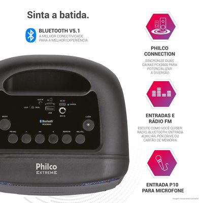 Caixa de Som Amplificada Philco Flash Lights  250W PCX3800 Bivolt