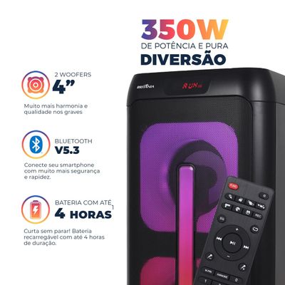 Caixa de Som Britânia BCX4601 Flash Lights Bluetooth V5.3 350W Bivolt