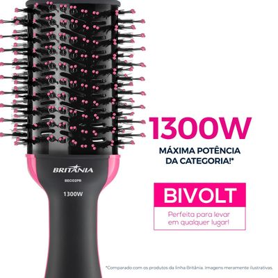 Escova Secadora Britânia 4 em 1 1300W Bivolt BEC02PR Bivolt