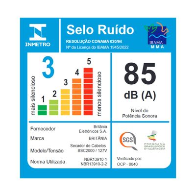 Secador de Cabelos Britânia BSC2000 6 Combinações 2000W 220V