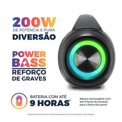 Speaker Extreme Britânia BBS200BT Flash Lights TWS 200W Bivolt